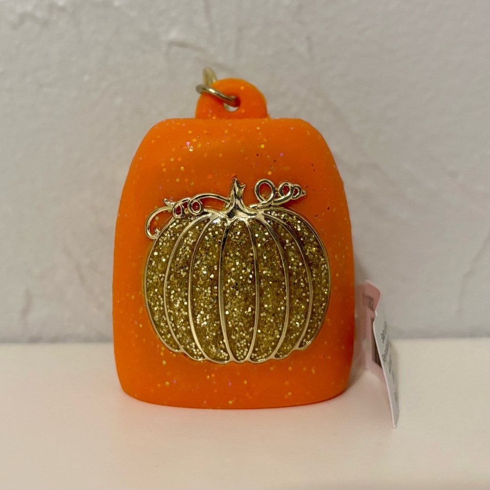 Bath & Body Works Gold Glitter Pumpkin Halloween Fall Pocketbac Sanitizer Holder